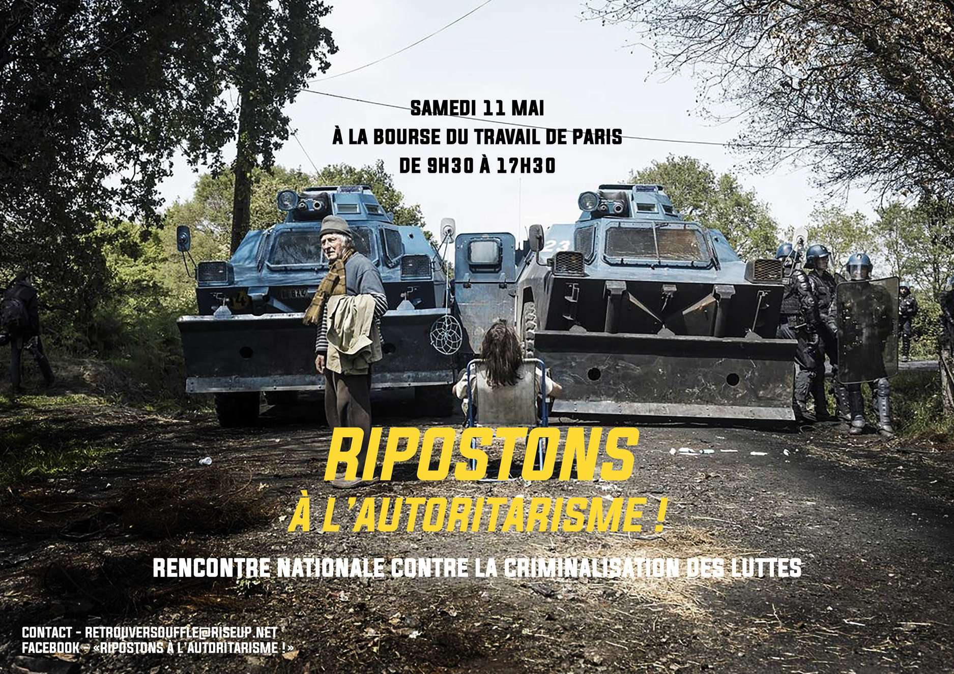 Affiche de l'évènement "Ripostons à l'autoritarisme", le Samedi 11 mai 2019