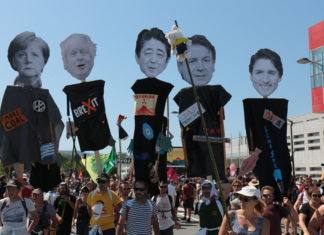 La manifestation officielle des organisations du contre-sommet du G7, le 24 août, s'est terminée à Irun, en Espagne. Photographie : Pierre-Olivier Chaput pour Radio Parleur