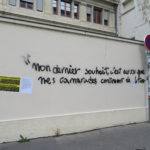 Tag sur la façade du Crous de Lyon : “Mon dernier souhait, c’est aussi que mes camarades continuent de lutter”