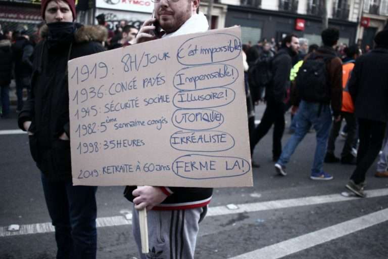 À la manifestation du 17 décembre à Paris contre le projet de réforme des retraites. Photographie : Pierre-Olivier Chaput pour Radio Parleur.