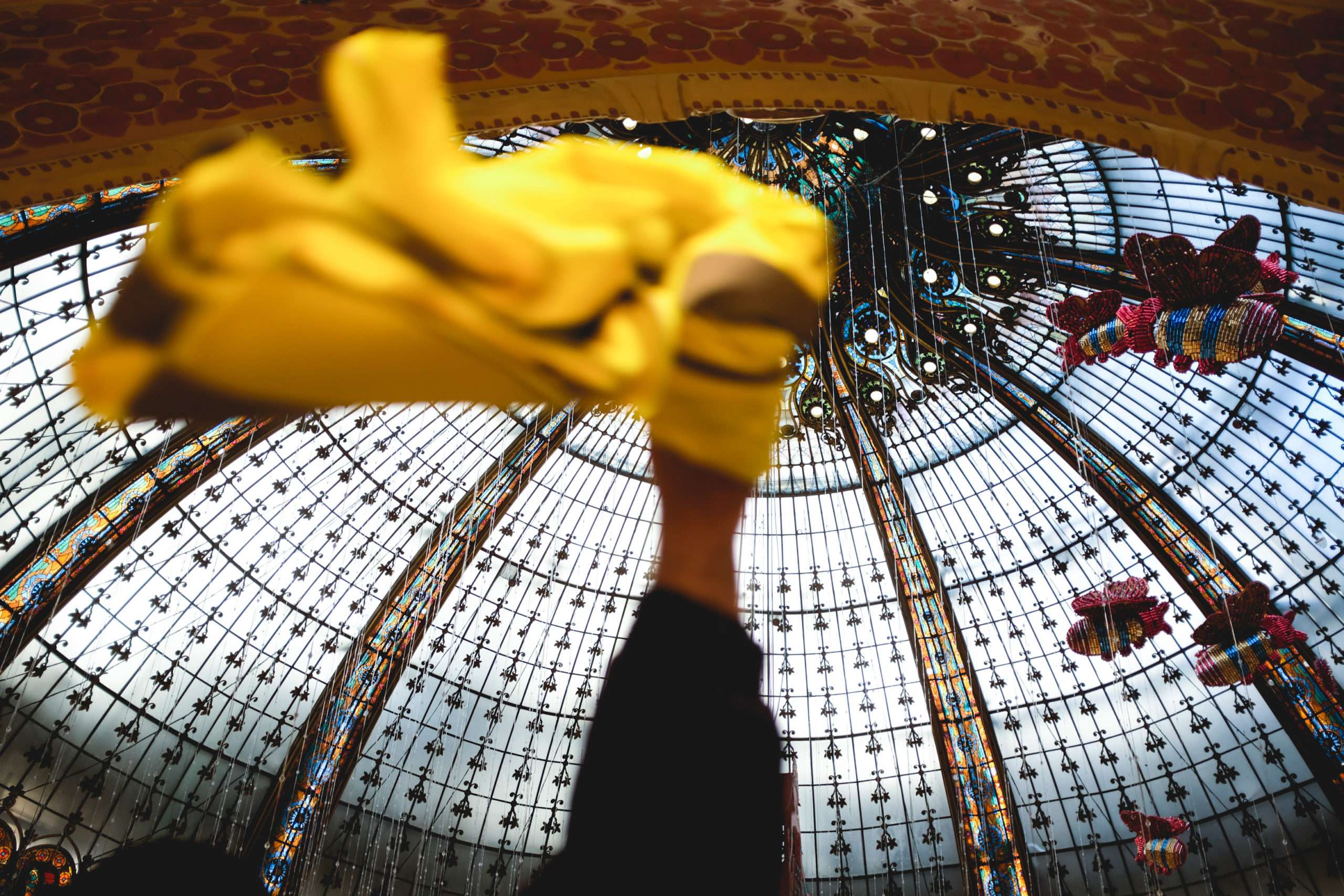Dimanche 17 novembre 2019, gilets jaunes se sont rentrés dans les galeries Lafayettes à Paris.
